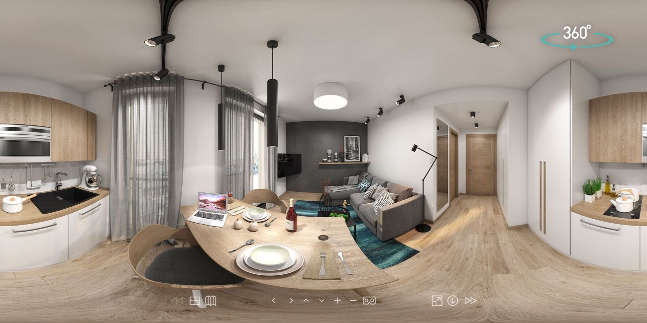 1-istabas dzīvokļa virtuālā tūre 360°
